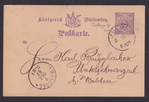 Altdeutschland Württemberg Ganzsache K1 Ulm Besonderheit Stempel - Datum