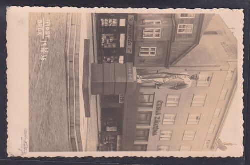Most Brüx Tschechien Ansichtskarte SST Denkmalenthüllung AK Stadtplatz Gewerbe