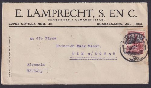 Gualdajara Mexico Brief Firma E. Lamprecht Ulm Donau