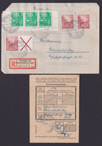Grünstädtel über Schwarzenberg Erzgebirge DDR R Brief Ganzsache + ZuF GAA
