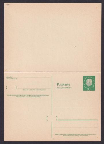 Bund Ganzsache Heuss II Medaillon P 39 F + A Kat.-Wert 20,00