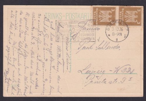 Deutsches Reich selt. Masch.-Stempel Ausstellung Düsseldorf Gesundheit Soziales