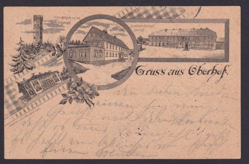 Vorläufer Oberhof Thüringen Ansichtskarte frühe Karte Jagdschloß Schmücke 1892