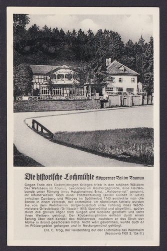 Köppener Tal Taunus Ansichtskarte Die historische Lochmühle Hotel