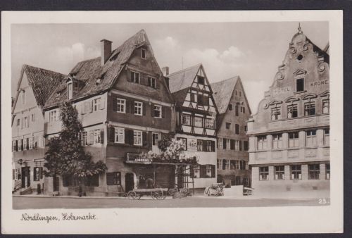 Nördlingen Bayern Ansichtskarte Deutsches Reich Holzmarkt Fachwerk München