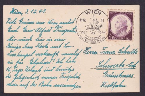 Ostmark Wien Ansichtskarte Deutsches Reich Mozart Woche des Deutschen Reiches