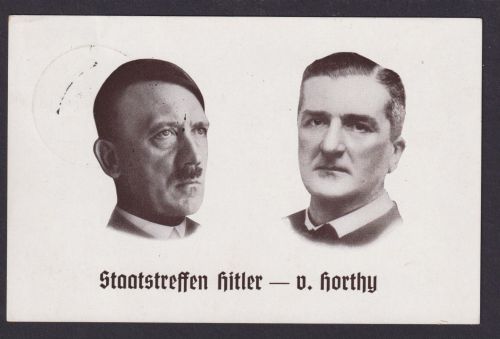 Kiel Ansichtskarte Deutsches Reich Staatstreffen Hitler u. von Horthy