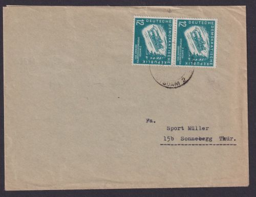 DDR Brief MEF 280 Potsdam nach Sonneberg Thüringen Sport Wintersport Zweierbob