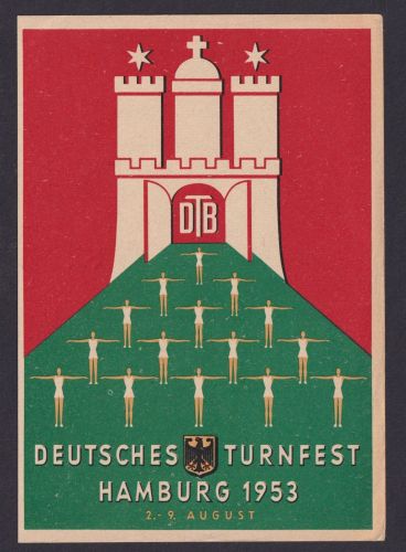 Sport Turnen Deutsches Turnfest Hambug 1953 selt. Anlasskarte Ansichtskarte