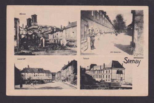 Ansichtskarte Stenay Frankreich Feldpost 6. Komp.Inf. Rgt.Kaserne Kirche