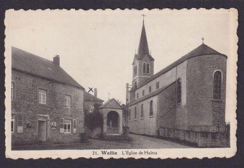 Ansichtskarte Wellin Belgien Kirche Cafe