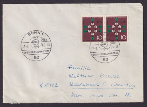 Bundesrepublik Bonn Brief SST Chemikertagung 1965 Radebeul Dresden