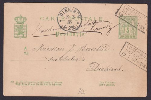Ganzsache R3 Ulfingen Luxemburg Wappen Diekirch