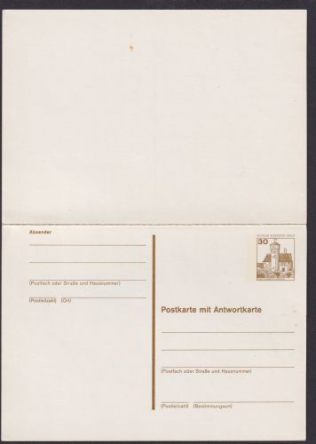 Berlin Ganzsache P 111 Burgen & Schlösser Frage & Antwort Luxus 30 Pf. Schloss