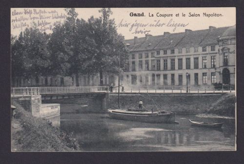 Gant Gent Belgien Ansichtskarte Feldpost Landst. Nürnberg Fluss Brücke Jena
