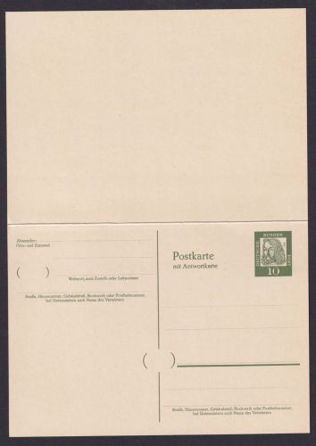 Bund Ganzsache P 63 Bedeutende Deutsche Frage & Antwort 10 Pfg. Luxus