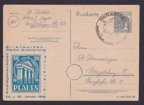 All. Besetzung Privatganzsache Plauen Vogtland Sachsen Philatelie Briefmarken