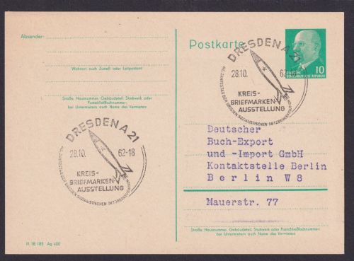 Ganzsache DDR Dresden SSt Rakete Oktoberrevolution Philatelie Kreis Briefmarken