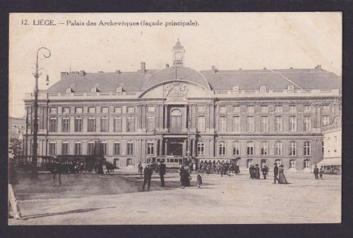 Liege Lüttich Feldpost Ansichtskarte Belgien Palais Strassenbahn Hannover