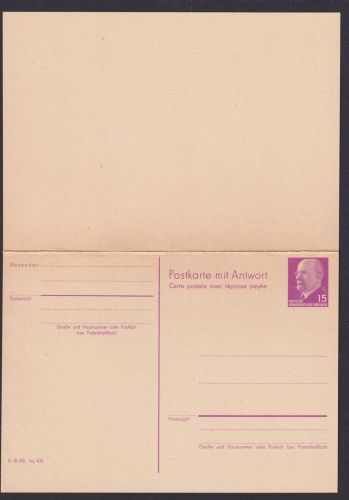 DDR Ganzsache P 78 Ulbricht Frage & Antwort Luxus Kat.-Wert 50,00