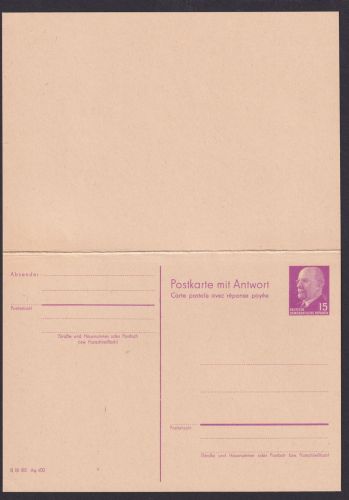 DDR Ganzsache P 78 Ulbricht Frage & Antwort Kat.-Wert 50,00