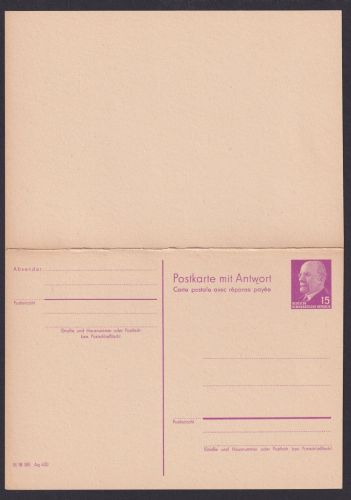 DDR Ganzsache Ulbricht 15 Pf. Frage & Antwort P 78 Ausgabe 1966 Kat.-Wert 50,00