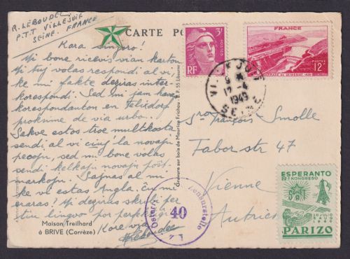 Frankreich Zensur Künstler Ansichtskarte Kunstdruck Vienne Vignette Esperanto