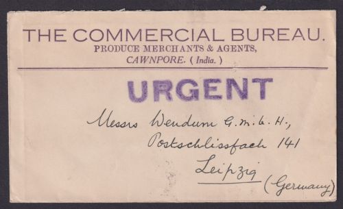 Cawnpore Kanpur Indien MEF 6erBlock 1/2a Leipzig Germany viol L1 Urgent dringend