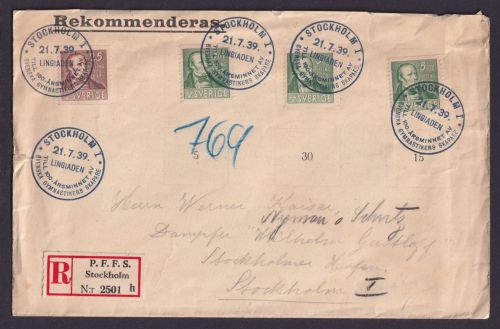 Stockholm R Brief Schweden R-Zettel P.F.F.S. Turnen Lingiade Pehr Henrik Ling