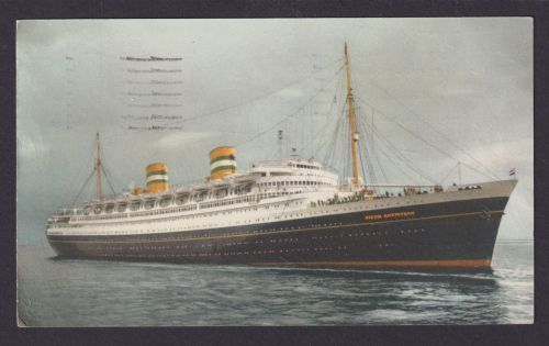 USA Ansichtkarte Marine Schiffe S.S. Nieuw Amsterdam Kreuzfahrtschiff Aachen