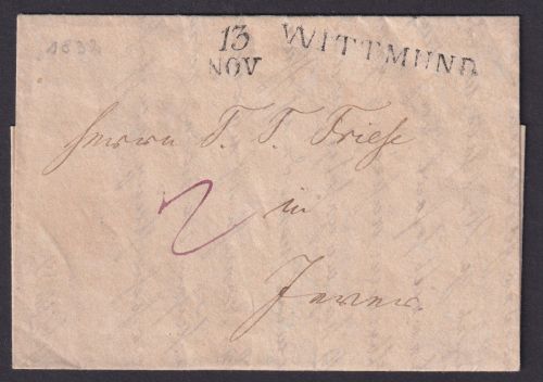 Altdeutschland Hannover L1 Wittmund + 13 NOV Vorphila Faltrief Niedersachsen