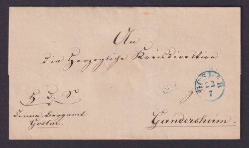 Altdeutschland Hannover blauer K1 Goslar via bl. R2 SEESEN bl. R2 Gandersheim
