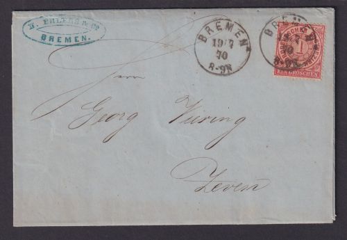 Altdeutschland Norddeutscher Bund Bremen kompl. Faltbrief Zeven Niedersachsen