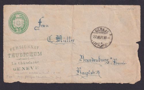 Schweiz Ganzsache Vorderseite Durchschlag WST Kontrollzeichen Taube Y 1 Genf