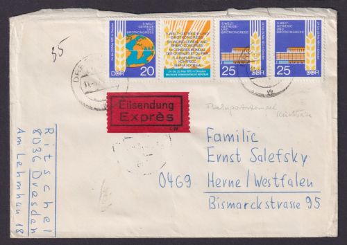 DDR Eilsendung Bahnpost Brief Zusammendruck Kassel Mönchengladbach Zug 1766