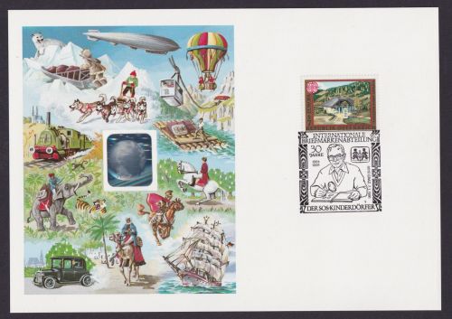 Österreich Anlasskarte mit Zeppelin und Ballon und Hologramm CEPT Europa