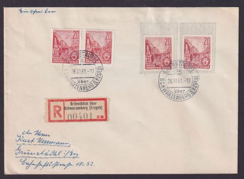 DDR R Brief GAA Ganzsachenausschnitt inter. MEF Aufbau Landpost Grünstädtel