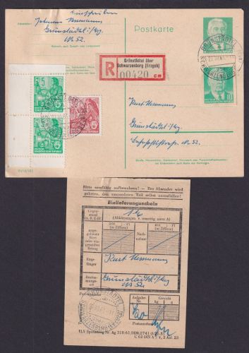 DDR R Ganzsache + GAA Ganzsachenausschnitt + Heftchen ZD Aufbau Landpoststempel