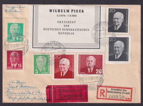 Express R Brief DDR MIF Ganzsachenausschnitt + Pieck Grünstädtel ü Schwarzenberg