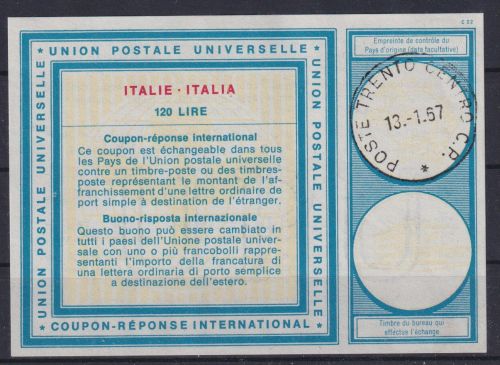 Trient Trento Italien Internationaler Antwortschein 120 Lire
