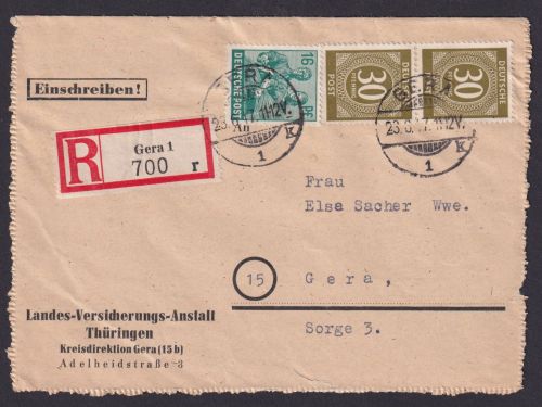 All. Besetzung R Brief I+II Kontrollausgabe Gera Landes Thüringen
