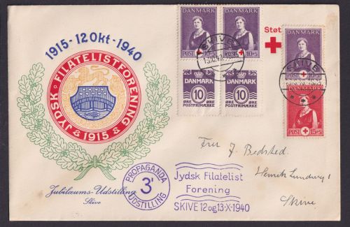 Dänemark dekor Brief Zusammendruck Rotes Kreuz + Vignette Philatelie Ausstellung