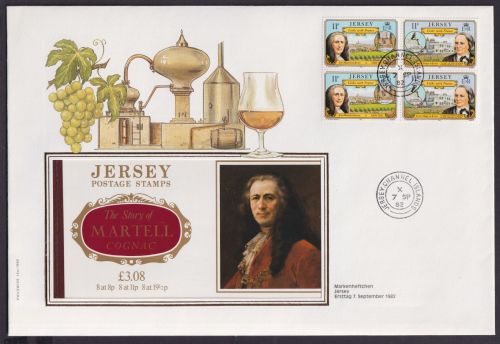 Jersey Markenheftchen Brief Zusammendrucke Heftchenblatt Alkohol