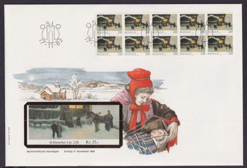 Norwegen Markenheftchen Brtief Zusammendruck Heftchenblatt Malerei Kunst Bild