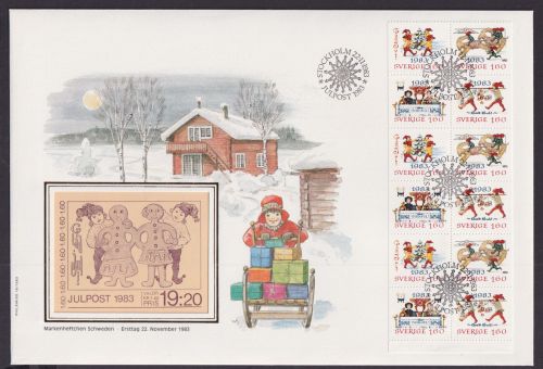 Schweden Markenheftchen Brtief Zusammendruck Heftchenblatt Winterlandschaft