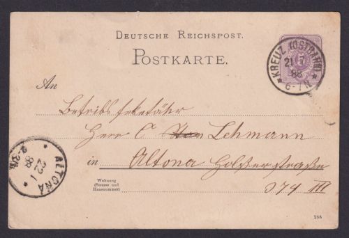 Kreuz Ostbahn Brandenburg Deutsches Reich Ganzsache Deutsche Reichspost