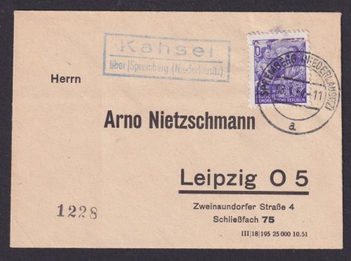 Kahsel über Spremberg Nieder Lausitz Brandenburg DDR Brief Landpoststempel