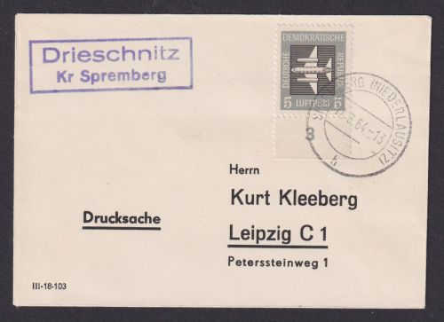 Drieschnitz über Spremberg Niederlausitz Brandenburg DDR Brief Landpoststempel