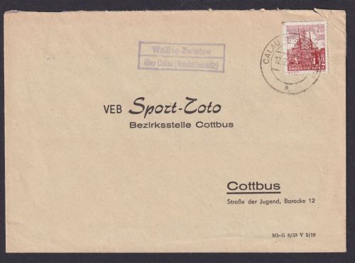 Weißag Zwietow über Calau Niederlausitz Brandenburg DDR Brief Landpoststempel