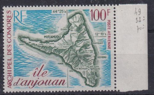 Flugpost Briefmarke Komoren Ostafrika Landkarte 147 vom Rand Luxus postfrisch